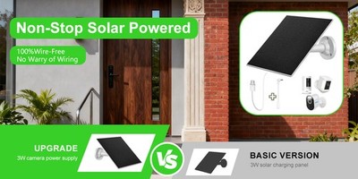 Solar Panel Charging for Outdoor Ring Security Camera Doorbell Battery Charger