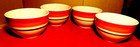 Royal Norfolk~Set of (4) Four Red/Orange/Green Striped Four Soup or Cereal Bowls