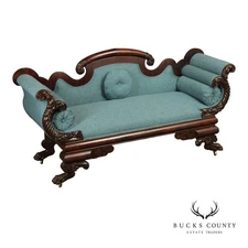 Antique American Classical Carved Mahogany Sofa