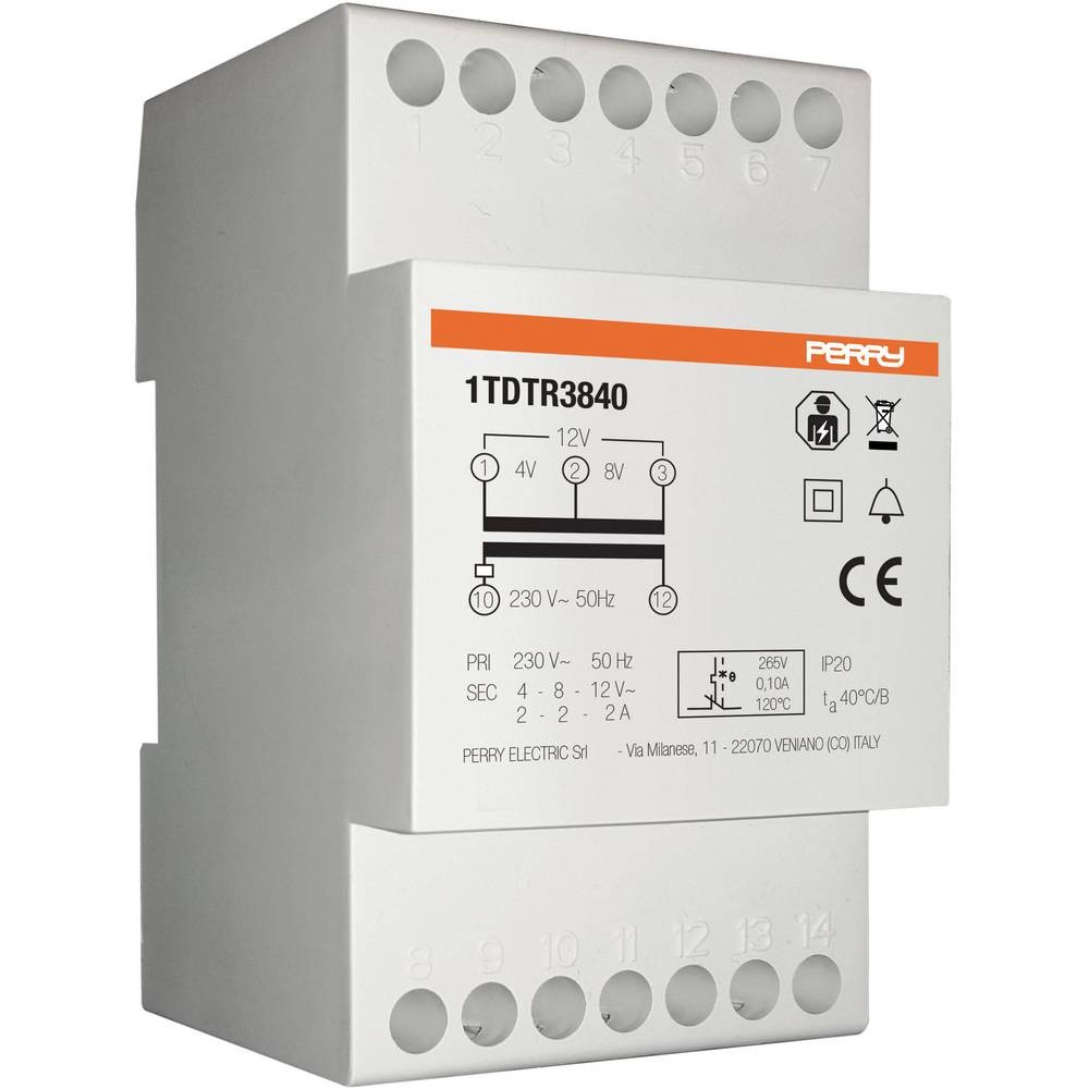 Transformateur sonnette basse tension 1TDTR3840 Wallair rail DIN 12V