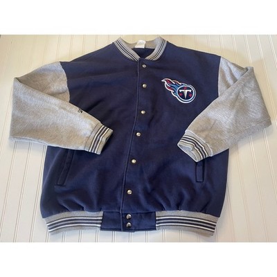Vintage Varsity NFL Tennessee Titans Bomber Jacket Snap Buttons Mens XL READ