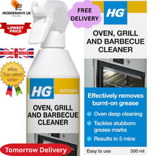 HG Oven, Grill & BBQ Cleaner Spray, Removes Baked-On Food & Grease – 500ml