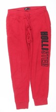Hollister Womens Red Jogger Trousers Size S Cotton Blend Elastic Waist