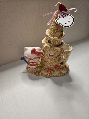 Hello Kitty Sand Castle Candle House Blue Sky Clayworks Ceramic Tealight Holder