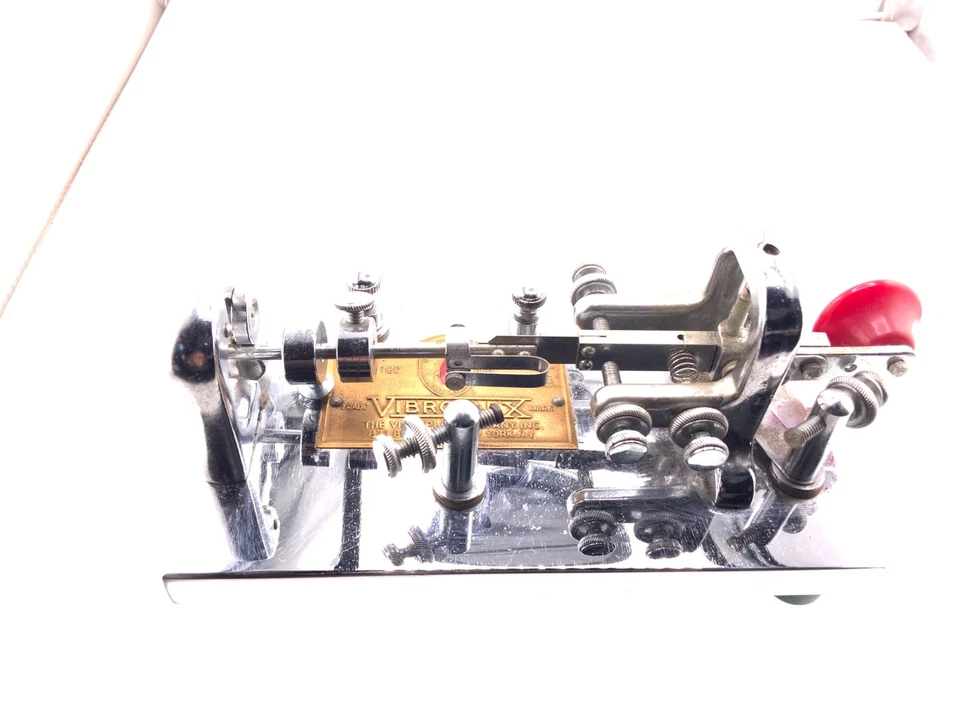 Vtg Vibroplex Deluxe Original Telegraph Key Looks Wonderful Nickel Chrome Finish - Image 3 of 4