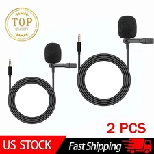 2 X 3.5mm Clip On Lavalier Lapel Microphone Hands Free Wired Condenser Mini Mic