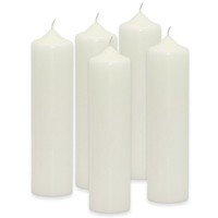 5 Stk Wenzel Stumpenkerzen 275X70Mm Kaminkerzen Spitzkopf Rohlinge - Weiß-Creme
