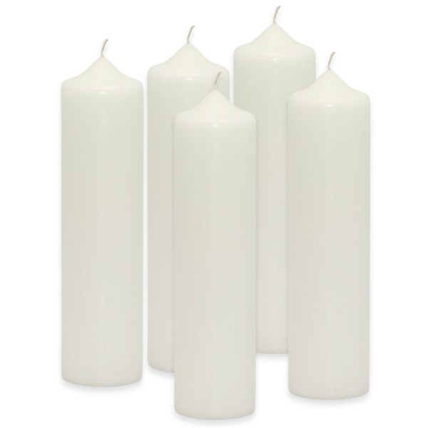 5 Stk Wenzel Stumpenkerzen 275X70Mm Kaminkerzen Spitzkopf Rohlinge - Weiß-Creme-image