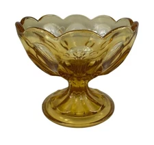Vintage Anchor Hocking Fairfield Amber Glass Pedestal Compote