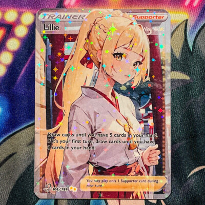 Carta Pokémon Lusamine Full Art - Goddess Story Custom Card - Waifu Holofoil - Artistica Alternativa