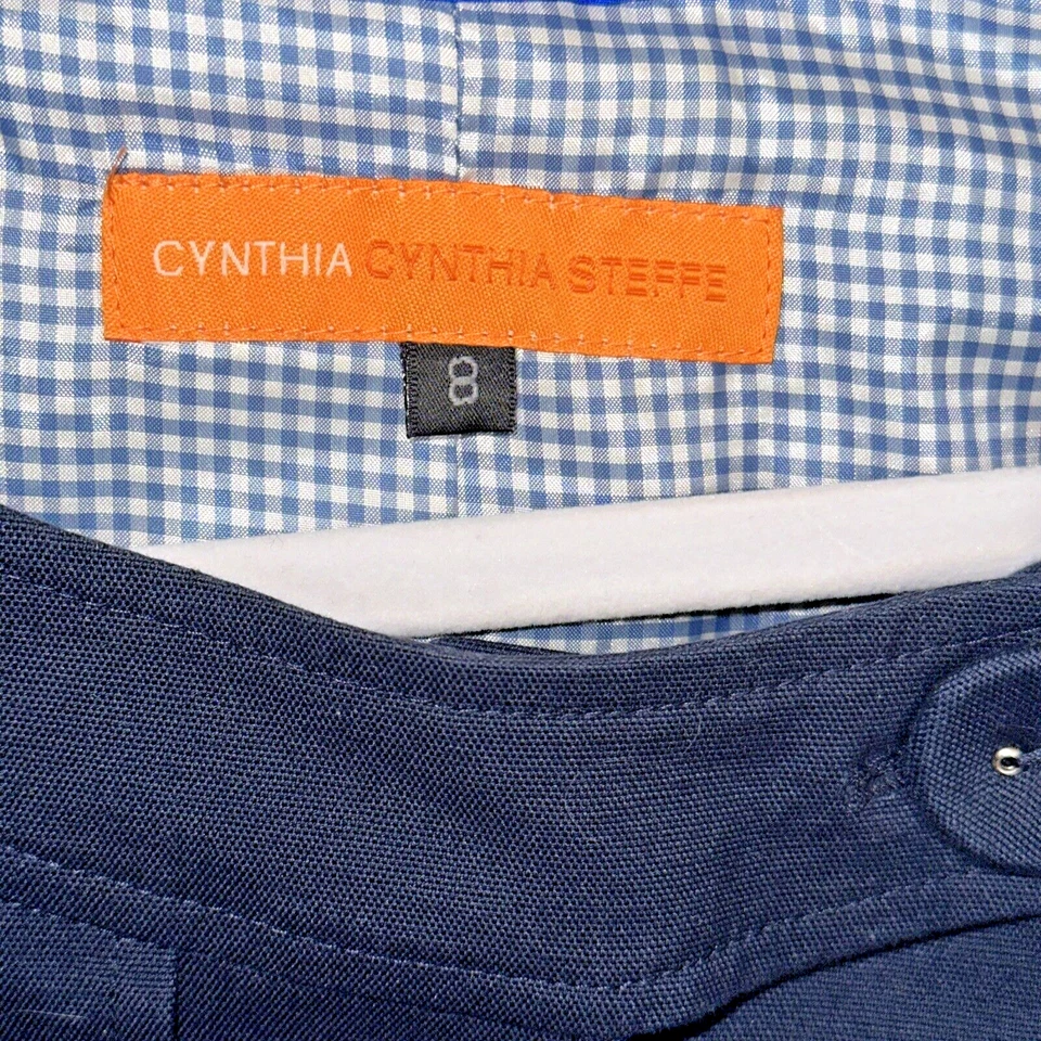 Chaqueta Cynthia Steffe para mujer talla 8 azul mezcla de lino profesional manga media volantes Foto 3 de 4