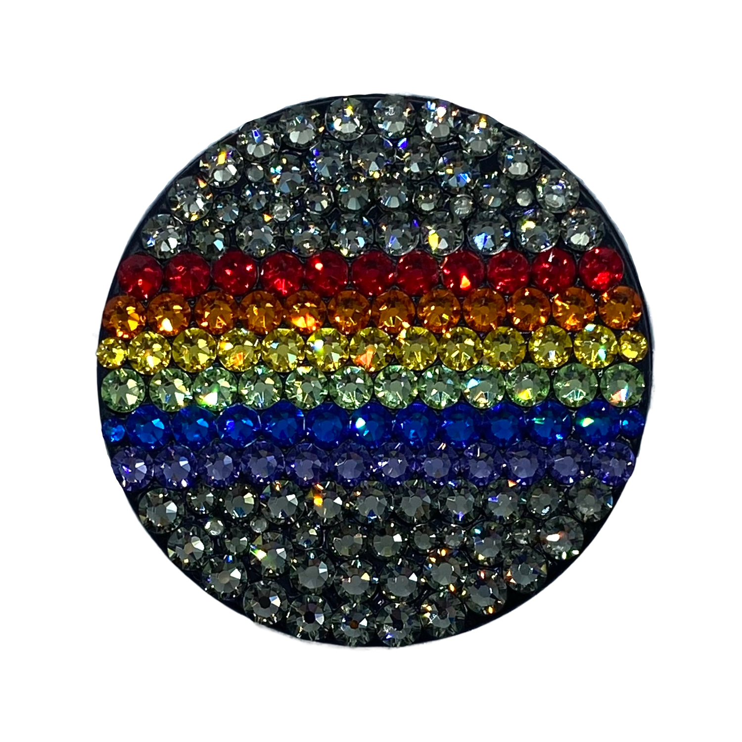 Handmade Rainbow Bling Black Popsocket made with Swarovski Crystals-image