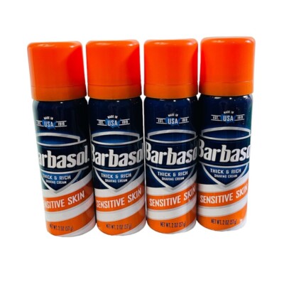 4 X Barbasol Thick & Rich Shaving Cream  Sensitive Skin 2 oz ea