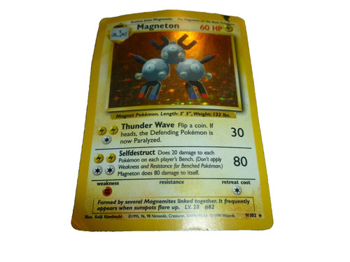 Magneton 9/102 Card Good Condition Part Of Original Base Set 1999 Pokemon Holo