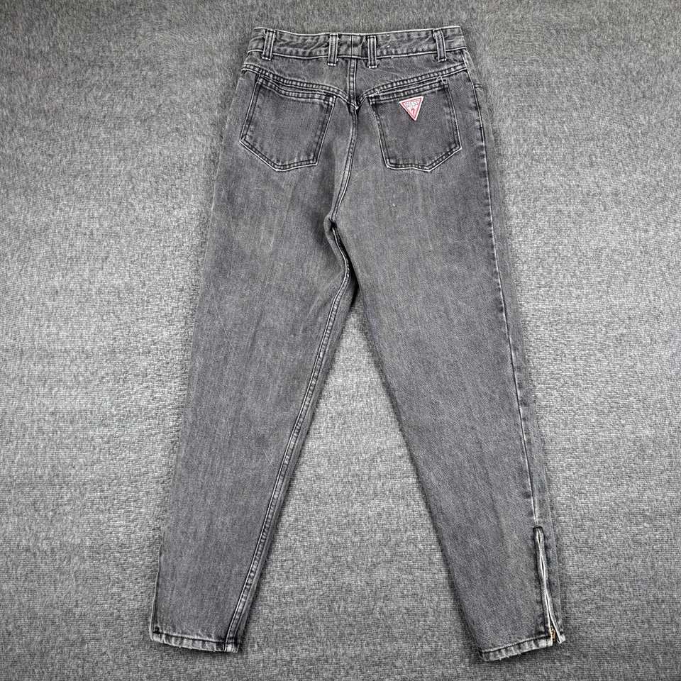 VINTAGE Guess Jeans Womens 30 Gray Denim Georeges Marciano USA Ankle Zip 90s - Image 4 of 4
