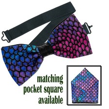 Dragon Scale Bow Tie  Pocket Square Wedding Prom Year Party Formal Christmas