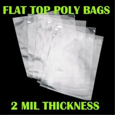 2-Mil Clear Poly Bags Flat Open Top Plastic Packaging Packing Multiple Sizes