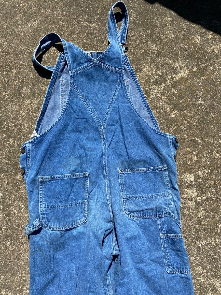 Vtg 90s Carhartt Faded Thrashed Denim Overalls 36/32 Distressed