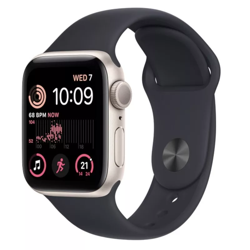 Apple Watch Series 8 GPS- 41mm Starlight Aluminium, Black Sport Band -  Excellent