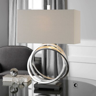 SOROCA MODERN ART INSPIRED METALLIC SILVER METAL BASE TABLE LAMP 27310  