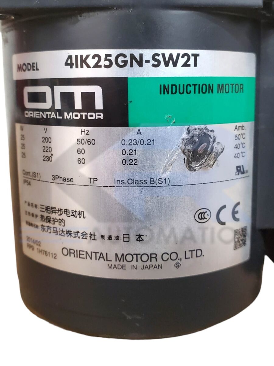 Oriental Motor 4IK25GN-SW2T Induction Motor 3-Phase 200 Oriental Motor 4IK25GN-SW2T Induction Motor 3-Phase 200