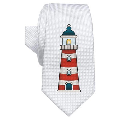 Weiße Krawatte/Krawatte ''Leuchtturm'' mit Geschenkbox (AT00023634)