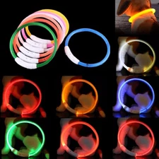 RECHARGEABLE TUBE LED PET GLOW COLLAR safety adjustable flash light-up FOR dog