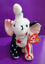 RIGHTY 2000 THE ELEPHANT TY BEANIE BABY BABIES BORN JULY 4, 2000 PATRIOTIC