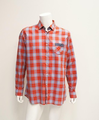 Di Chio Di Chio Mens Red Multi Plaid Cotton Long Sleeve Shirt Size 2Xl