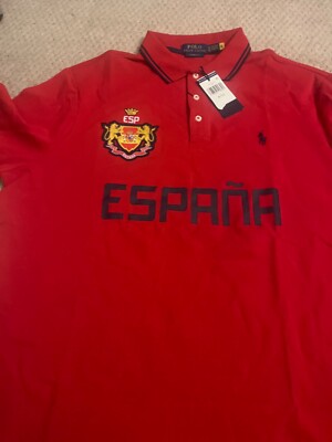 POLO RALPH LAUREN SPAIN OLMPIC SHIRT RED BLUE GOLD MENS SZ XL