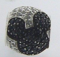 2025-0677 Chamilia Sterling Silver Cz Mickey Head Bead In Pouch Retired Rare 2025-0677 Chamilia Sterling Silver Cz Mickey Head Bead In Pouch Retired Rare