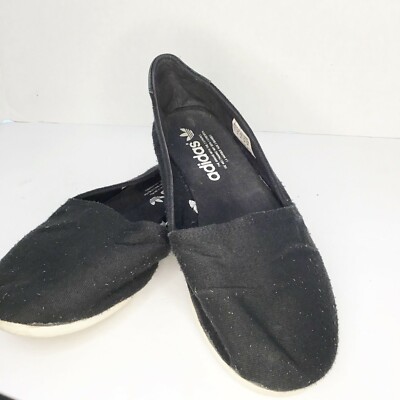 Adidas Shoes Women 7.5 Black White Soles Logo On Casual Moccasin Boat
