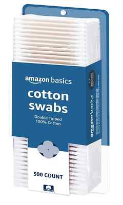 Amazon Basics Cotton Swabs for Personal Hygiene and Baby Care, 500 Count, 1 Pack