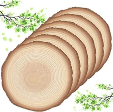 Teling 50 Packs Wood Slices Disposable Table Placemats round Rustic Brown Wood S