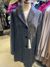 Barbara Lebek Blue Animal Wool Coat Rrp £199 Sizes 16 Available