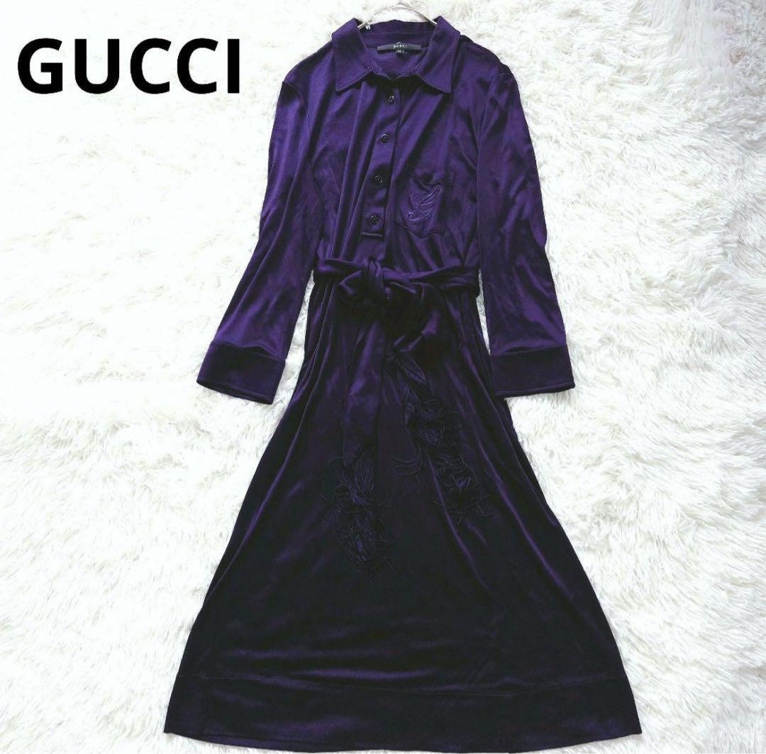 GUCCI★グッチ★素敵! GUCCI PURPLE SILK SHIRT DRESS Gucci Purple Rayon Shirt Dress Size M Womens Fashion