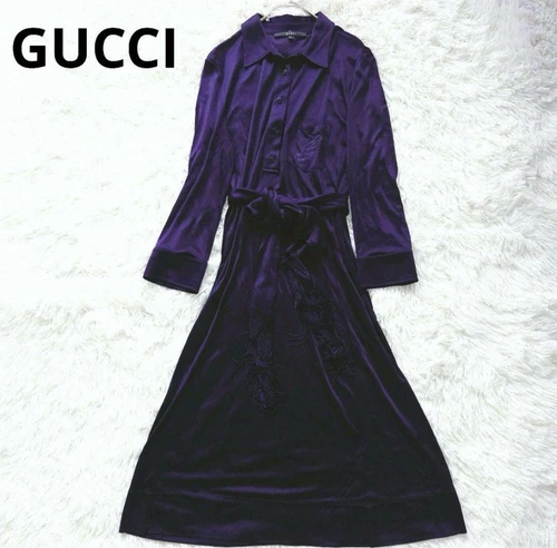 Abito Camicia Gucci Viola Rayon Taglia M Donna Moda Autentico Raro Da JP