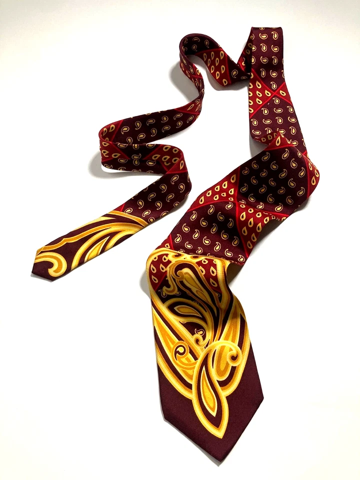 GIANNI VERSACE VINTAGE AÑOS 90 BARROCO PAISLEY CORBATA REJILLAS ITALIA DORADO MARRÓN Foto 3 de 4