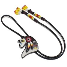 Handmade Beaded Bolo Tie,Native American Style Cz Seed Beads Bolo Horse