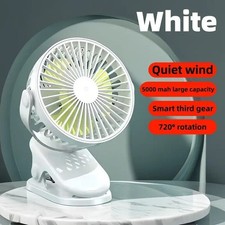 2 Pk Portable Clip-On Mini Fan USB Rechargeable Students Dorm Camping Strollers