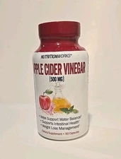 Apple Cider Vinegar Pills Capsules NutritionWorks 90 Capsules - 500mg Exp 6/2027