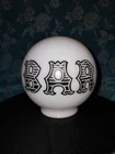 VTG 6" White Round "BAR" Milk Glass Lamp Globe Shade & Fixture Sign Tavern Pub