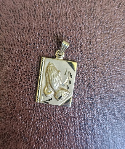 14K Gold Filled Praying Hands Book Charm Pendant With Engraving (ships free)