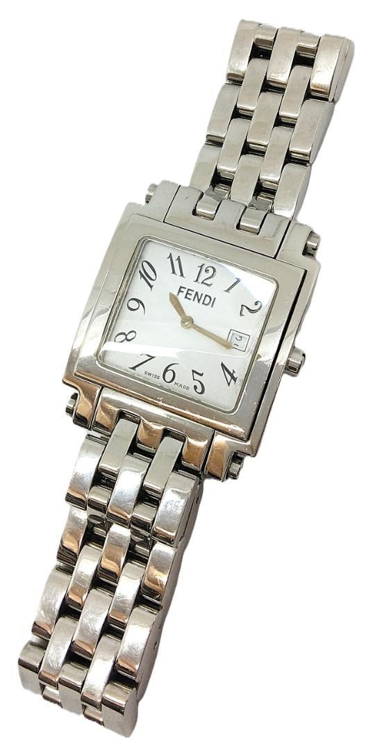 Fendi 6000G Quartz Watch White Dial Men Stainless Steel 21cm 8.3in