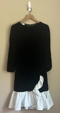 Vintage Dress Prom Victor Costa Small 4 6 Black Velvet White Ruffle 1980s 1990s