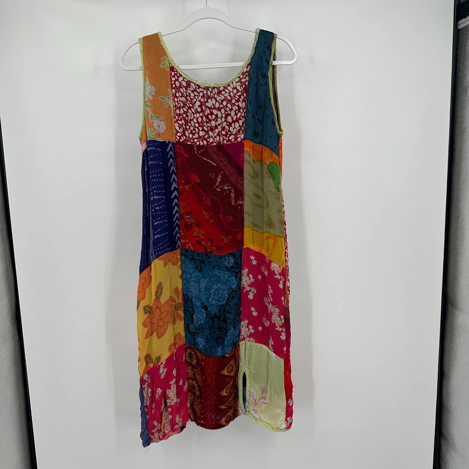 Sacred Threads Womens Boho Patchwork Dress Size M Colorful Artsy Lagenlook - Image 2 of 4