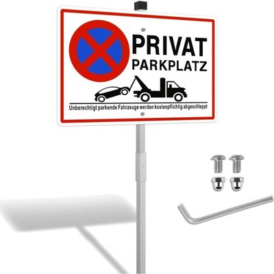 Aluminium Privatparkplatz Schild mit 30 cm Pfosten - Effiziente Grenzmarkierung