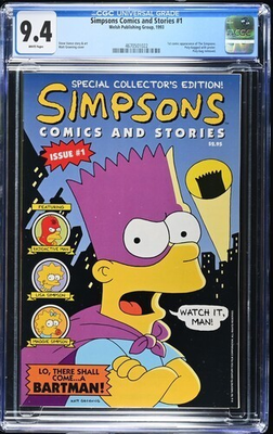 #ad Simpsons Comics and Stories #1 CGC 9.4 1993 Welsh Publishing White Pages $69.99