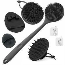 Silicone Back Scrubber Soft Bath Glove, Silicone Scalp Massager Set 5 PCS, ...
