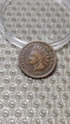 1873 Closed 3 Indian Head Cent Penny VG Details Corrosion                   Y961